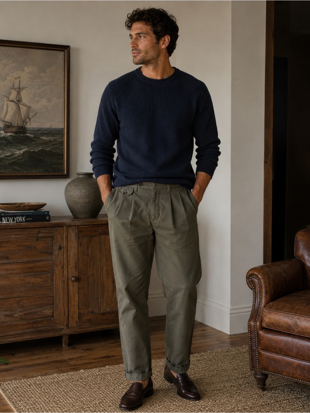 Vintage Dockers Double Pleat Chinos Pants Men's 36/31 Cuffed Ankle Greenish Gray